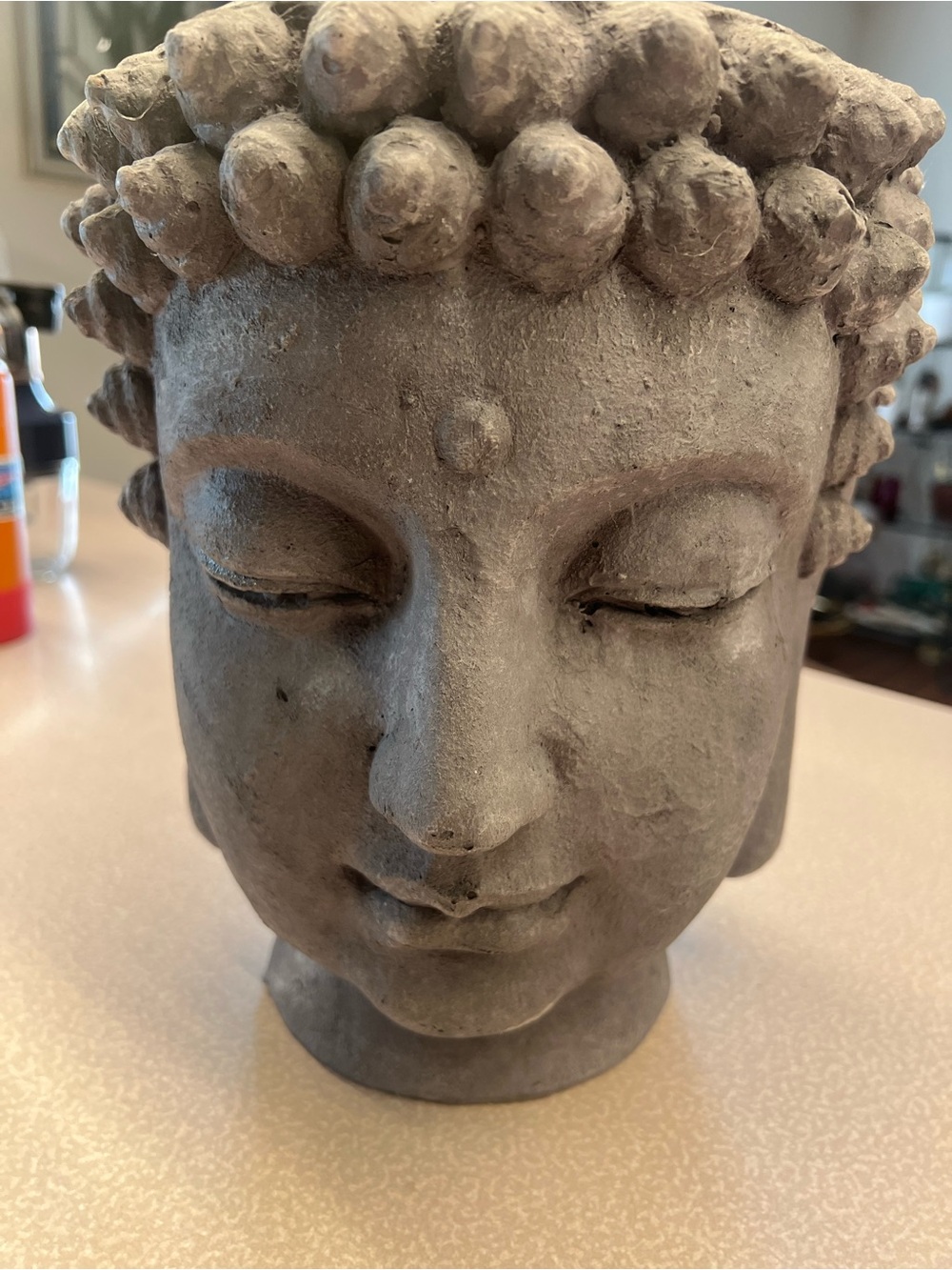 Serene Buddha Head - Gray Home Art Accent